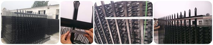 Hot Dip Galvanized Black Wrought Iron Fence Panels , Outdoor Steel Security Fence