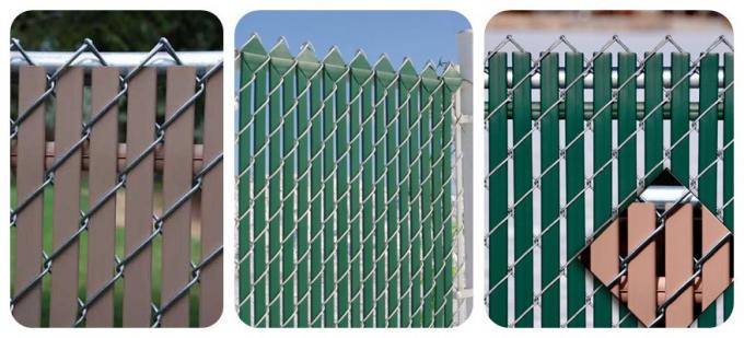 Low Carbon Steel Wire Chain Link Fence With PVC / HDPE Slats High Strength