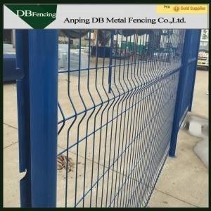 Blue Color Curved Wire Mesh Fence Panels For Roads And Industrial Sites